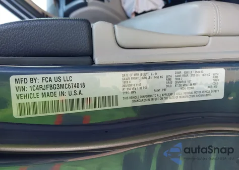 2021 Jeep Grand Cherokee Limited 4X4 from USA, damaged, VIN 1C4RJFBG3MC674018